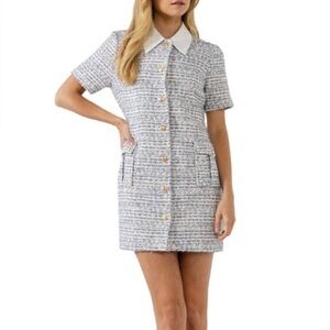 Endless Rose Blue and White Tweed Dress